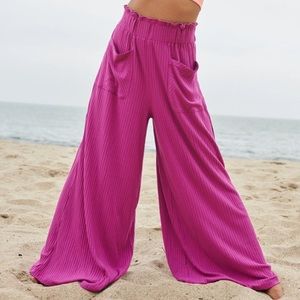 Free People Movement Blissed Out Pink Wide Leg Pants